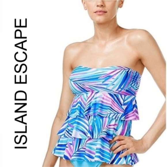 Island Escape Tiered Bandini Tankini Top - Picture 1 of 4